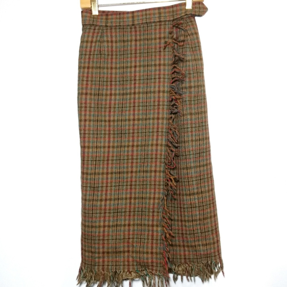 2/$10 SALE! Vintage Plaid Wool Wrap Skirt